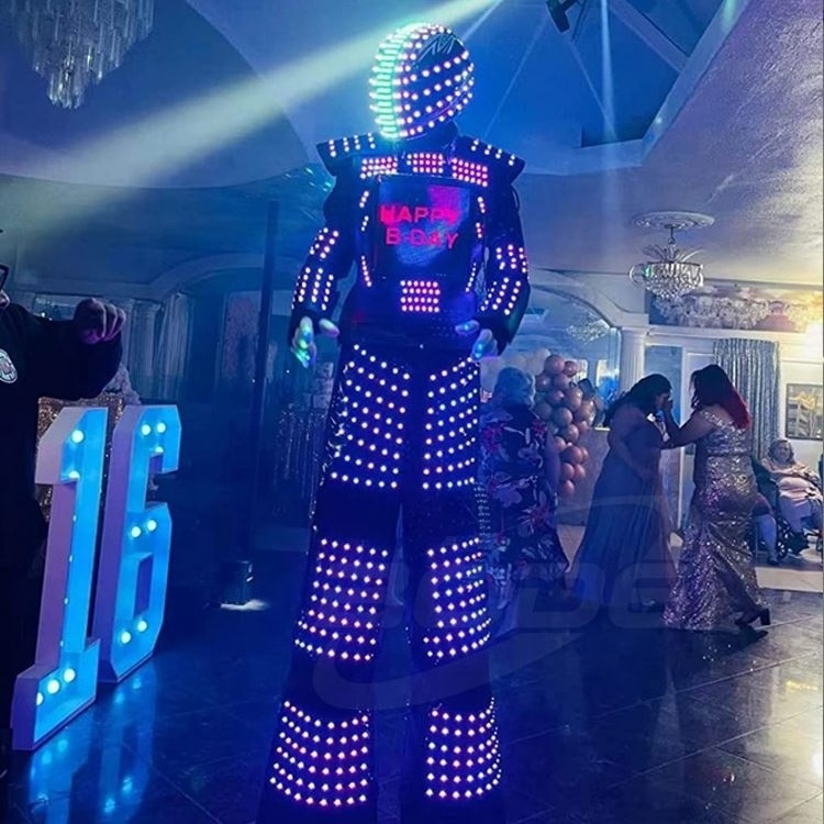 Pixels Led Robot Suit Traje De Robot Con Leds Full Color Dance Costumes Party Stilts Walker Led Robot Costume