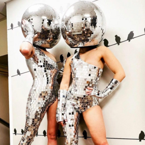 Hot Selling Disco Mirror Costume Party Stage Female Adult Cosplay Nightclub Party Silver Mirror Costume