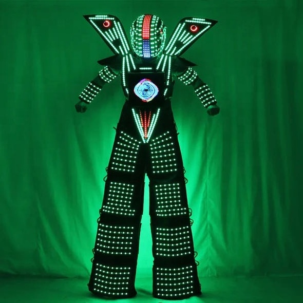 LED Robot Stilt Performance Costumes LED Robot Cosplay High Quality Costume Ballroom Performance Luminous Clothes