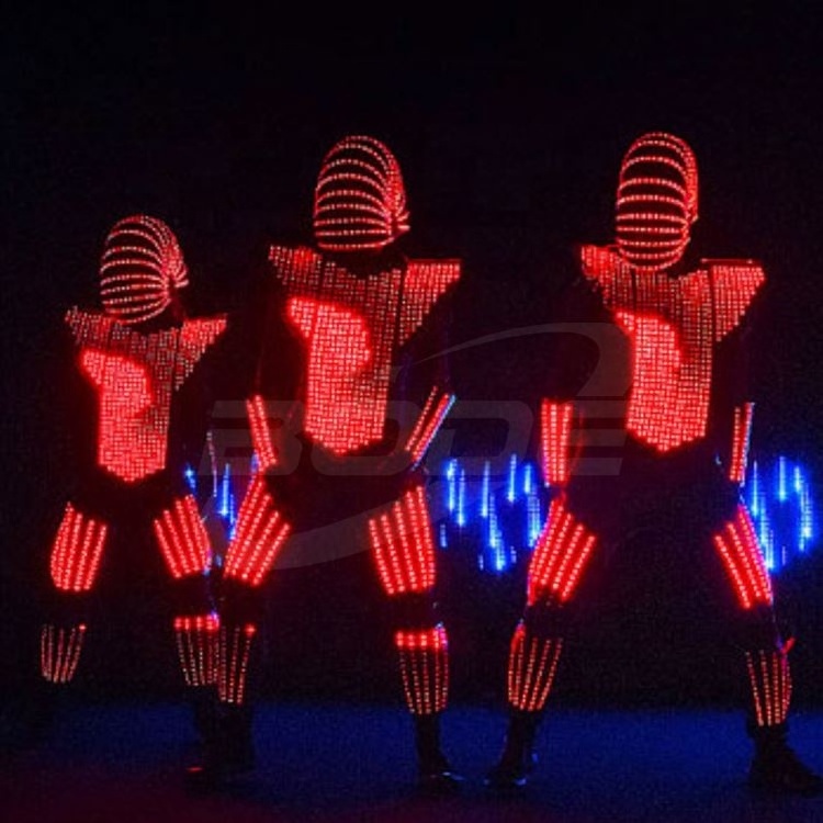 LED Robot Costume led Clothes Stilts Walker Costume LED Suit Costume with Helmet and Laser Gloves