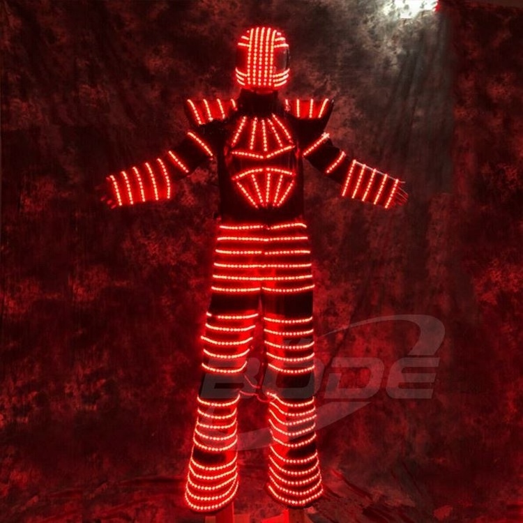 Party Clothes Stilt Walking Traje De Robot Luminous Suit Jacket Chest Display Helmet Laser Led Robot Costume