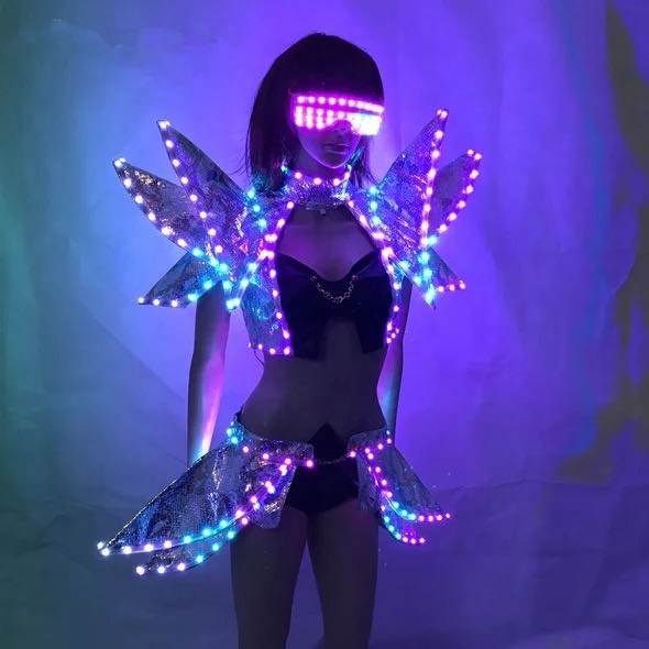 Party LED Colorful Robot Costume Bar Nightclub Luminous Performance Dance Costume Lighting LED Dance Costume