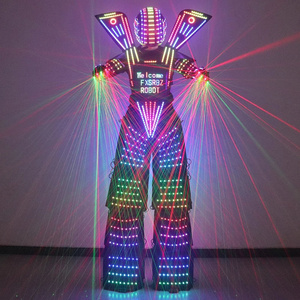 LED Robot Stilt Performance Costumes LED Robot Cosplay High Quality Costume Ballroom Performance Luminous Clothes