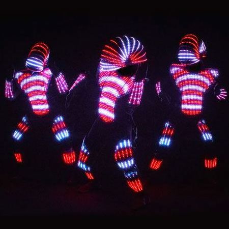 Full Color Pixel LED Robot Costume David Guetta LED Robot Suit Laser robot jacket Ranger Stilts Clothes Luminous Costumes