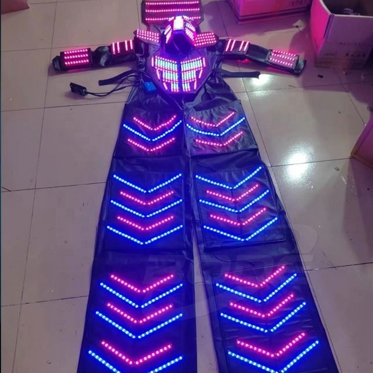 Party Clothes Stilt Walking Traje De Robot Luminous Suit Jacket Chest Display Helmet Laser Led Robot Costume