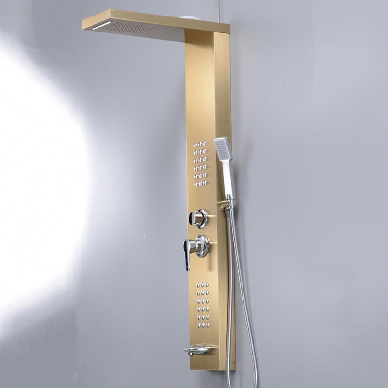 Bath Wall Mount Shower Panel System Stainless Steel Shower Screen 5 Function Rainfall,Waterfall,Handheld Shower,Brushed Nickel