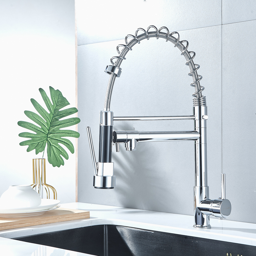 Kitchen Sink Faucet Solid Kitchen Faucet with Pull Down Sprayer Commercial Brushed Nickel Spring Kitchen Sink Faucet