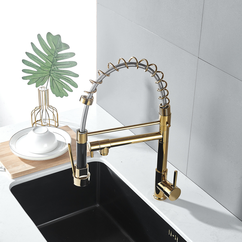 Kitchen Sink Faucet Solid Kitchen Faucet with Pull Down Sprayer Commercial Brushed Nickel Spring Kitchen Sink Faucet