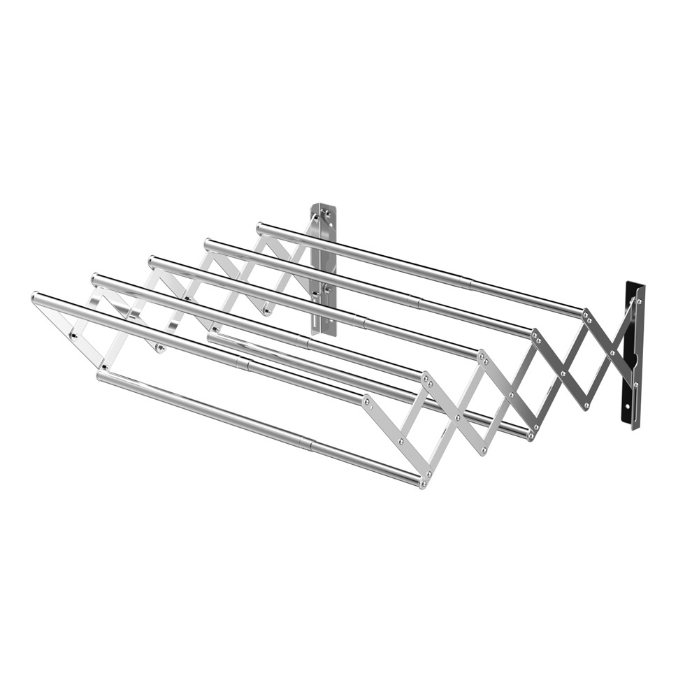 Stainless Steel Wall Mounted Retractable Towel Shelf with Clothes Hook Bathroom Adjustable Laundry Drying Rack Towel Rack