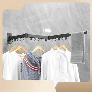 Folding Clothes Hanger Wall Mount Retractable Cloth Drying Rack Space Saving Home Laundry Clothesline washing lines