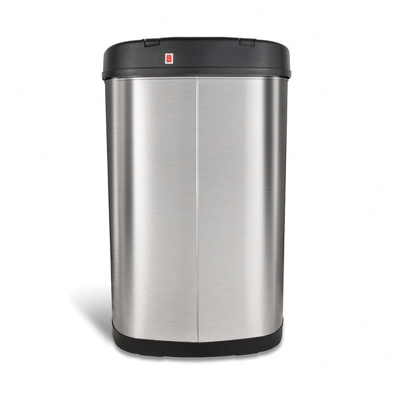 Automatic Touchless Motion Sensor Oval Trash Can with Black Top,50 L  Stainless Steel