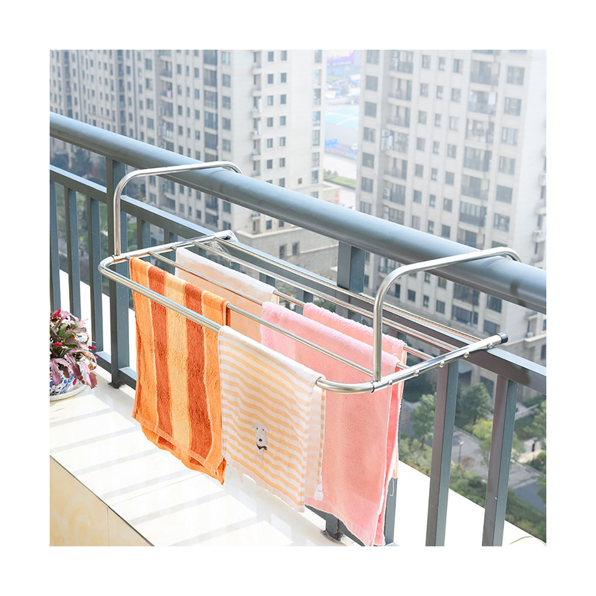 Multifunctional drying shoe rack stainless steel balcony window clothes drying rack folding hangers for clothes