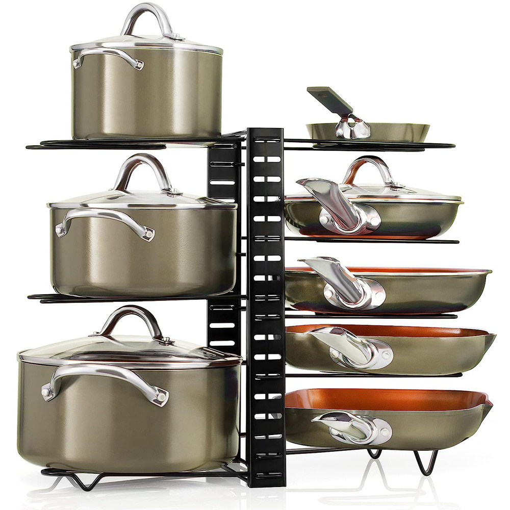 Kitchen pot cover  Vertical  multi-layer  drain Adjustable multi-function countertop shelf storage rack