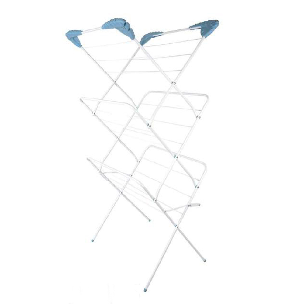 high quality adjustable expendable heavy duty vertical tripod 3-layer tier clothes horse drying clothes airer rack