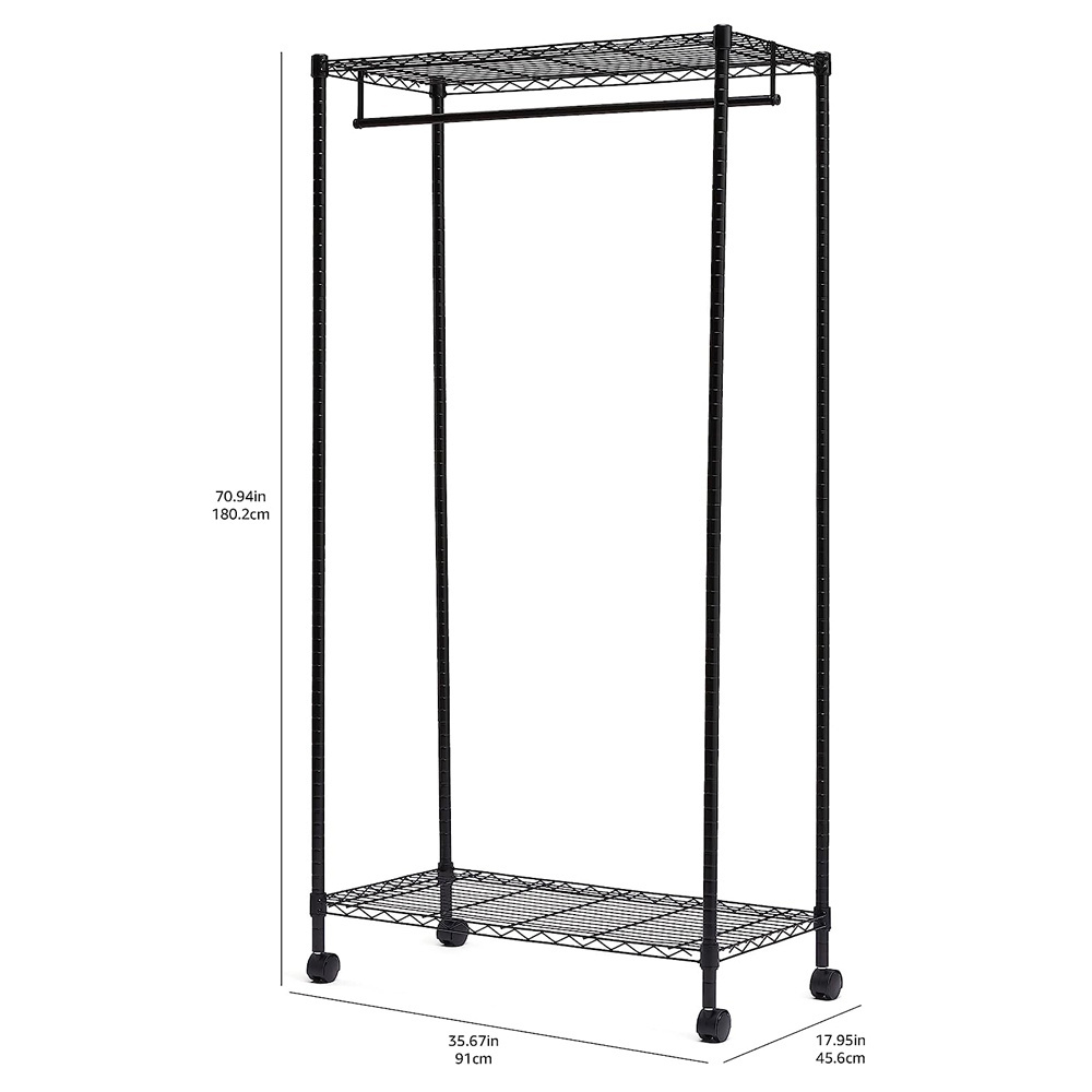 Garment Rack Freestanding Portable Wardrobe Closet Rack for Hanging Clothes Metal Clothing Rack with Shelves