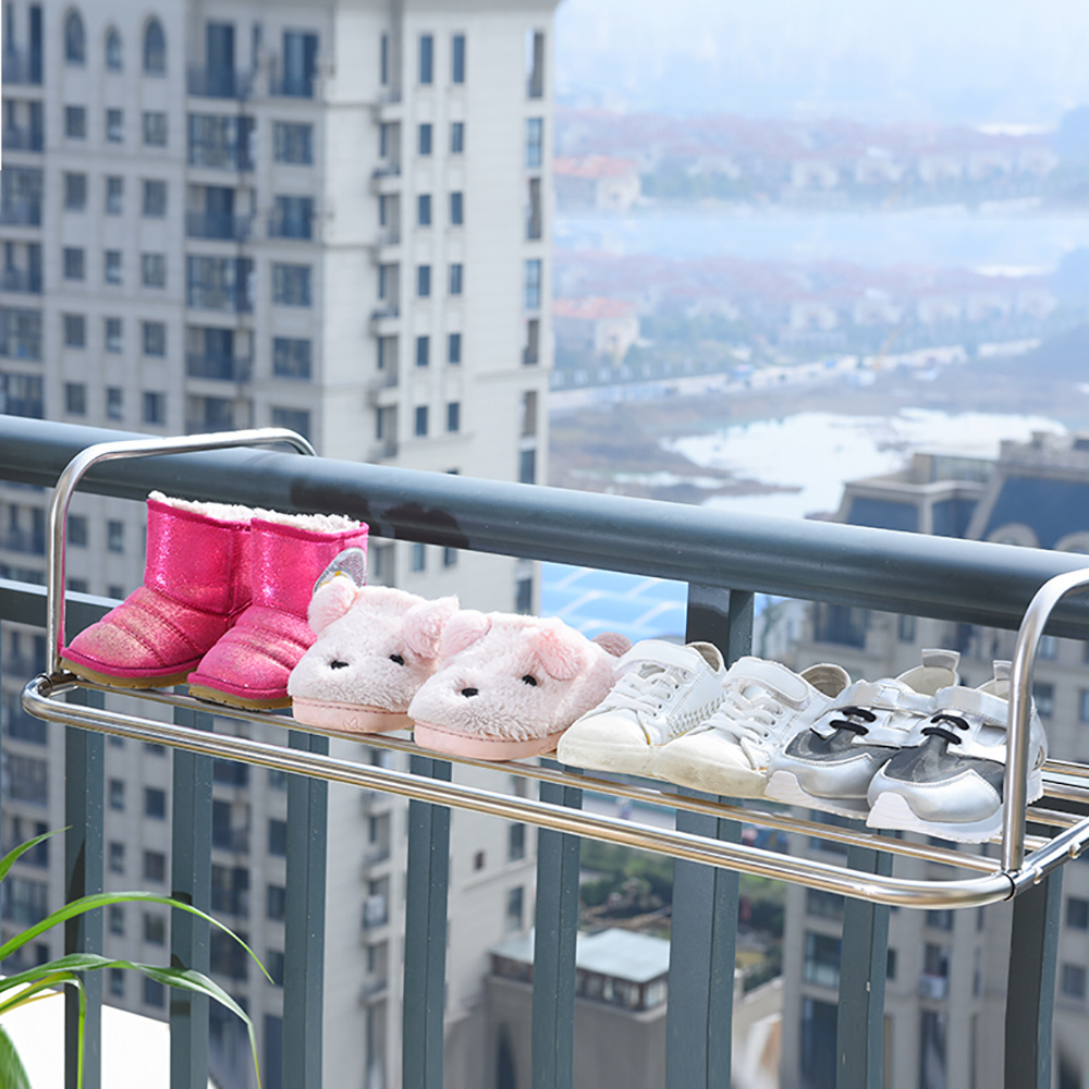 Multifunctional drying shoe rack stainless steel balcony window clothes drying rack folding hangers for clothes