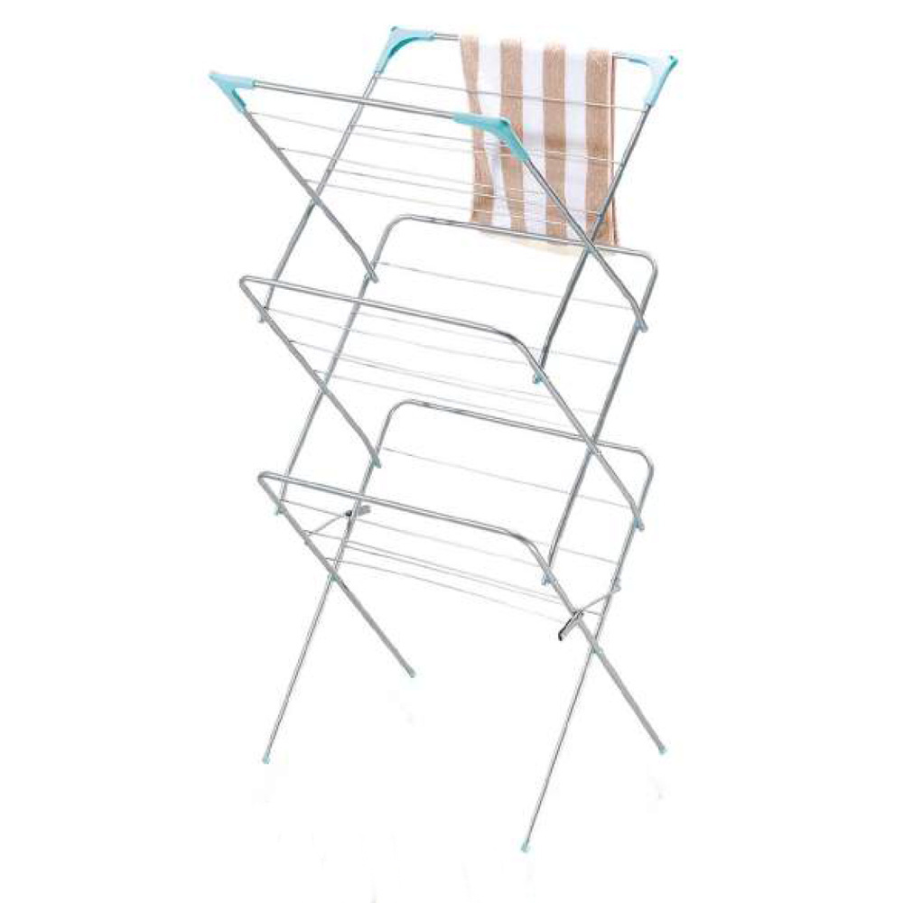 high quality adjustable expendable heavy duty vertical tripod 3-layer tier clothes horse drying clothes airer rack