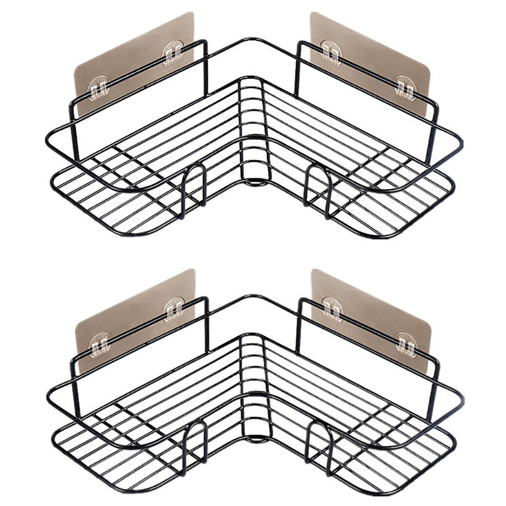 hot selling item Corner Shelf Rack Adhesive Without Drilling Storage Black Shower Caddy Basket Shelf in the bathroom