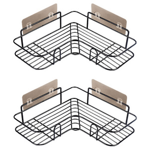 hot selling item Corner Shelf Rack Adhesive Without Drilling Storage Black Shower Caddy Basket Shelf in the bathroom