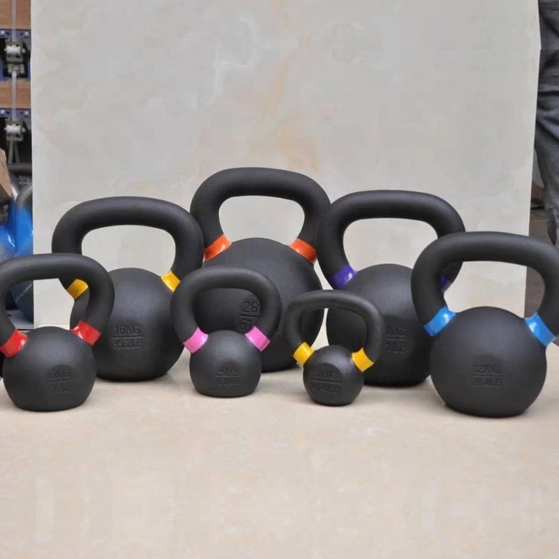 Cast iron kettlebells colorful kettle bell  weight lifting competitive kettle bell set