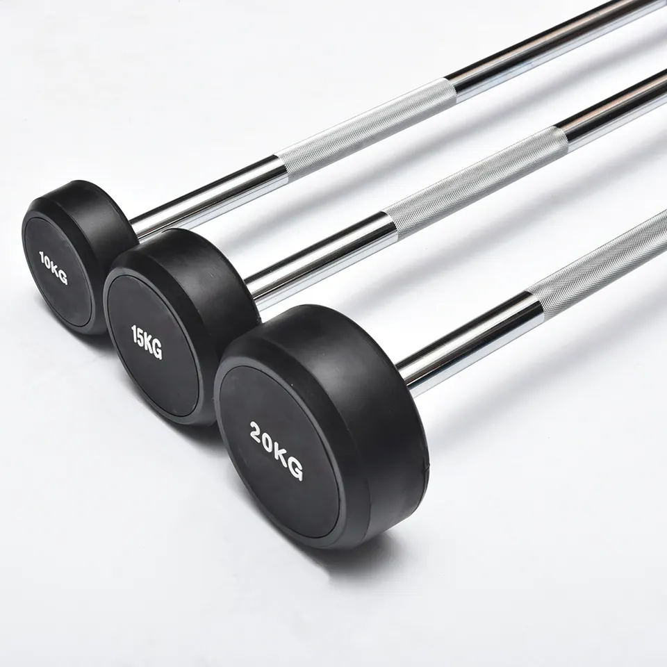 Factory wholesale fitness equipment gym weight lifting barbells Strength exercise barbell Rubber barbell