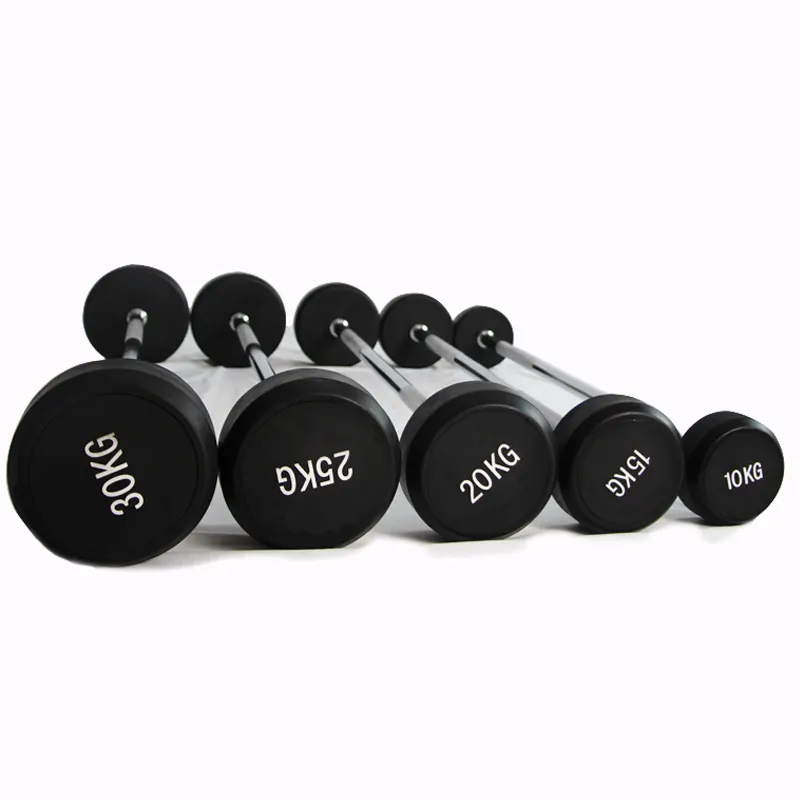 Factory wholesale fitness equipment gym weight lifting barbells Strength exercise barbell Rubber barbell