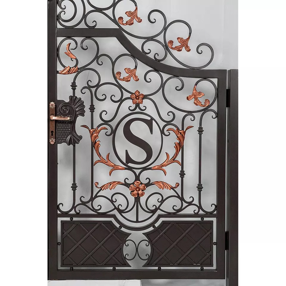 Luxury Dual Antique Decorative Art Kits Wrought Iron Swing Gate for Driveway