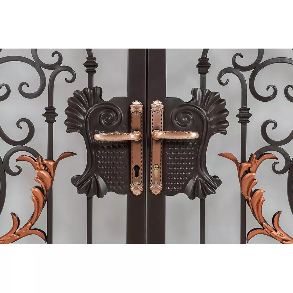 Luxury Dual Antique Decorative Art Kits Wrought Iron Swing Gate for Driveway