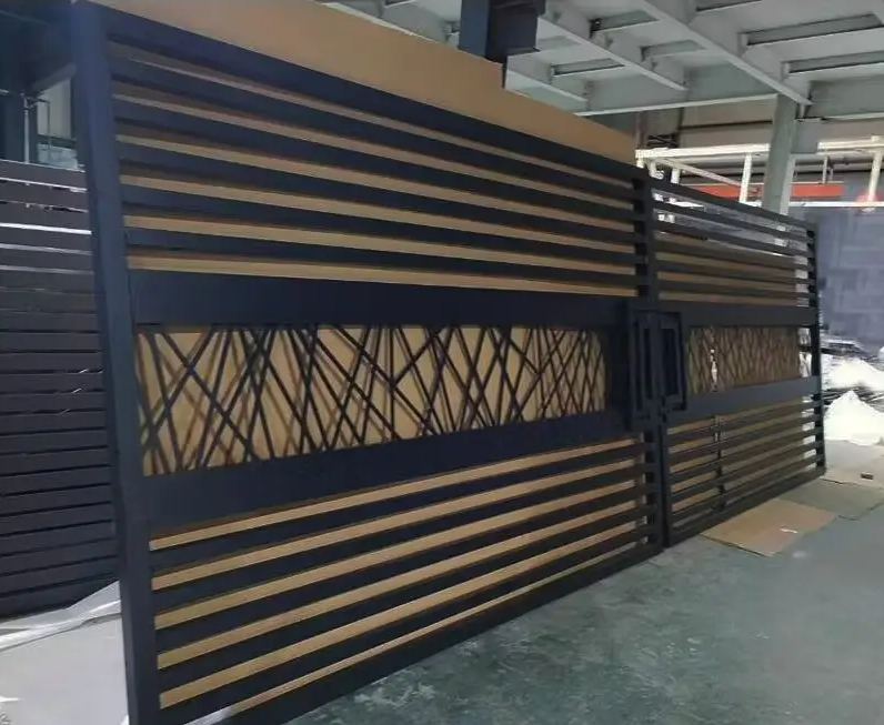 Easy Install custom design swing Modern Style Villa House Factory Aluminum automatic gate system fence sliding driveway gate