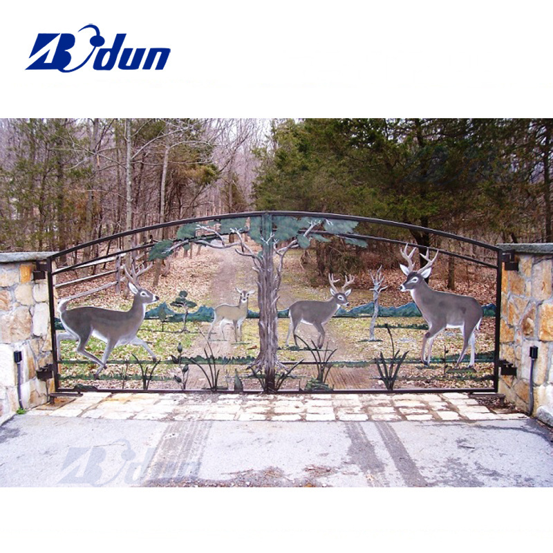 Luxury double house garden security grill design sliding swing iron gate driveway gate entrance main wrought iron gates designs