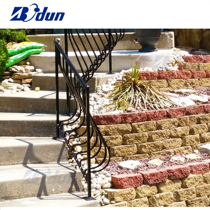 Bodun Aluminum Galvanized Steel Handrail Stairway, Handrail Outdoor Steps, Handrail Bracket Black