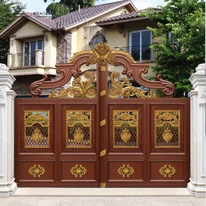 Luxury Main Iron Door Design Front Security House Main Bronze French Style Gate Fleur Delis Sliding