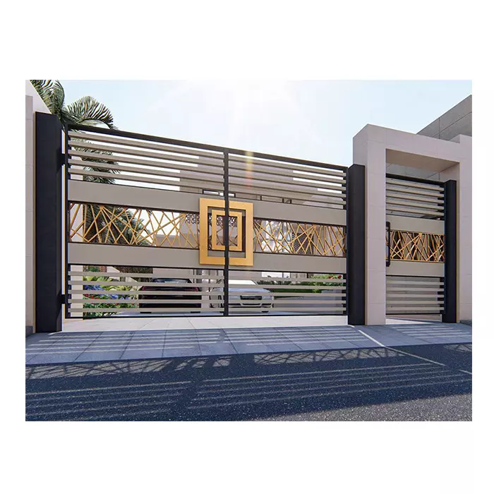 Automatic System Modern Aluminum Gate Door Retractable Sliding Louver Gate For Villa Garden And Backyard