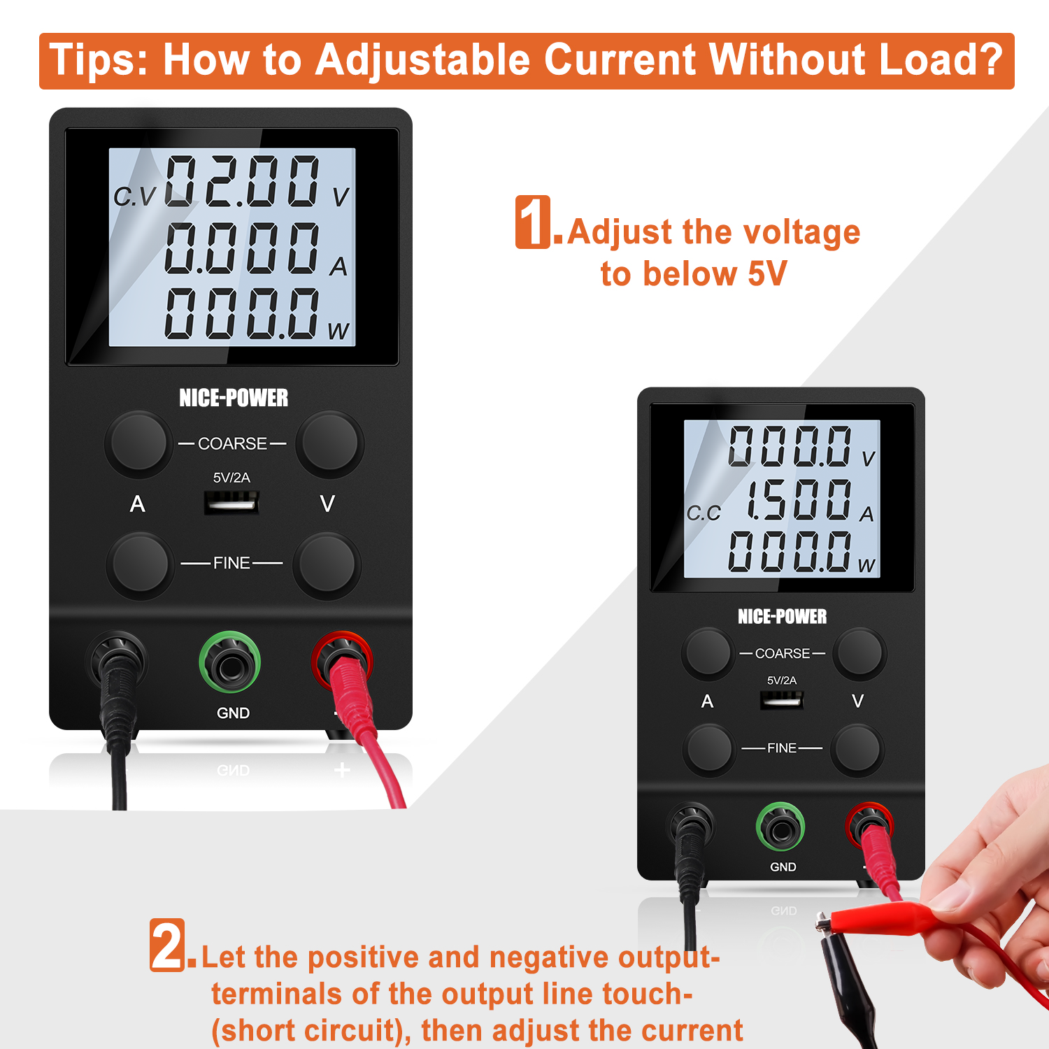 NICE-POWER SPS1203D DC Lab Switch Adjustable LCD Screen 4-Digit Display Eye Protection 120V 3A Voltage Regulator Power Supply