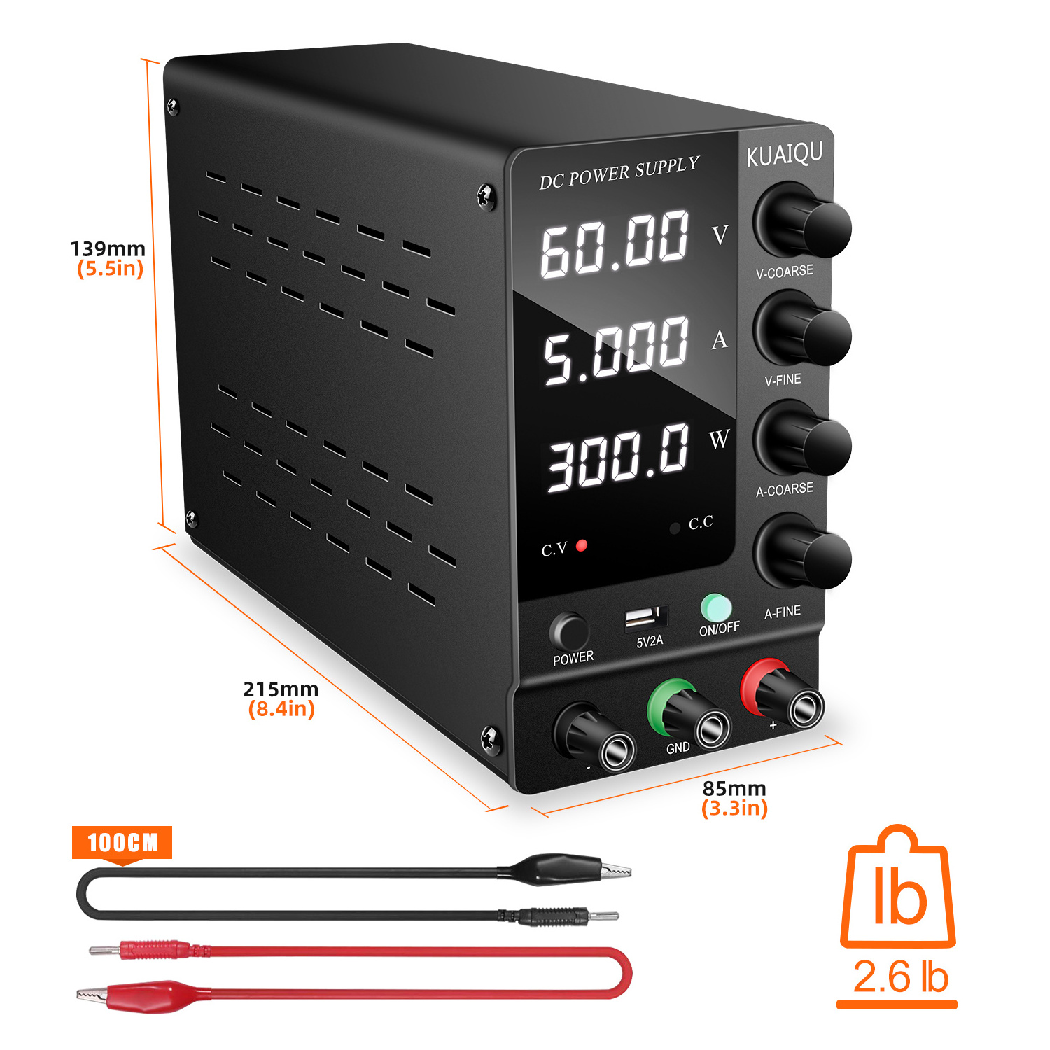 NICE-POWER SPS-C605 Black 60V 5A Desktop Large Display Voltage Regulated Power Supply Adjustable AC DC Switching Power Supply