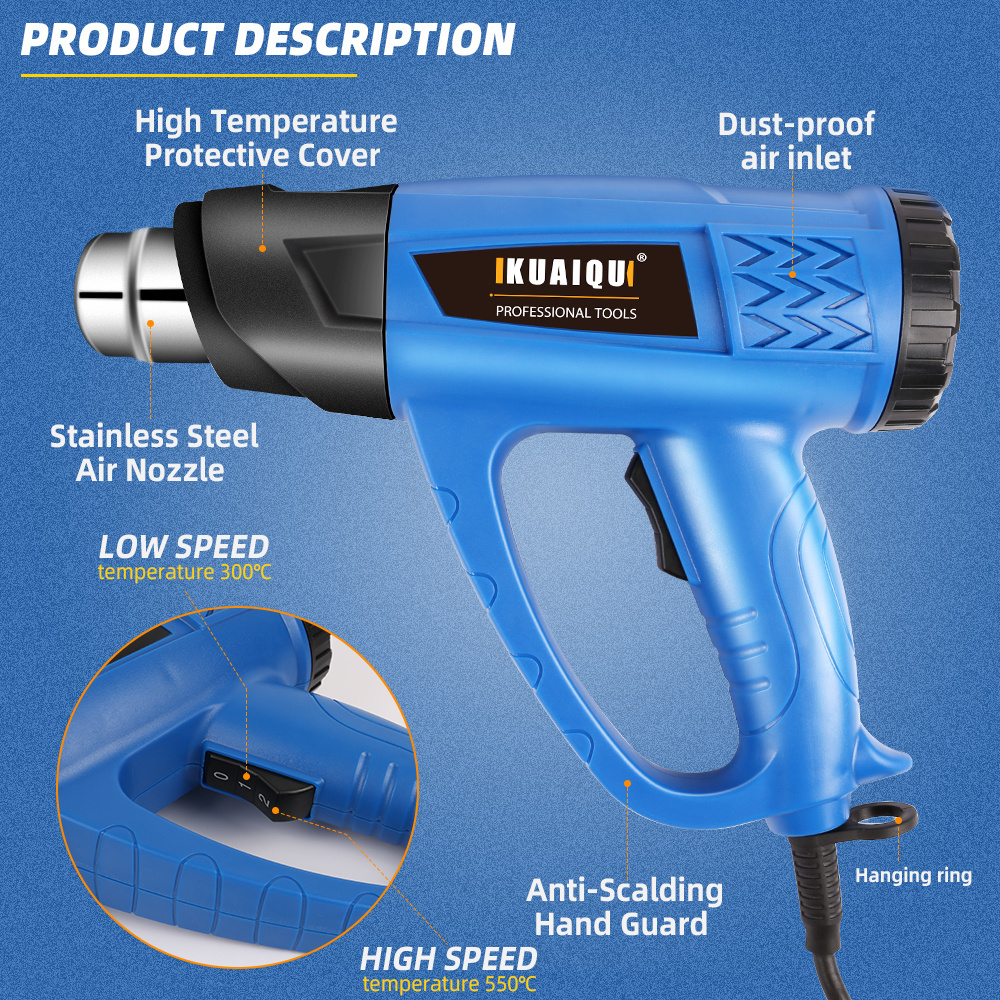 KQ8610S Hot air gun LCD Digital Display industrial Plastic Welding Torch Wind Rushing Machine Baking Heat Shrinkable Hair Dryer