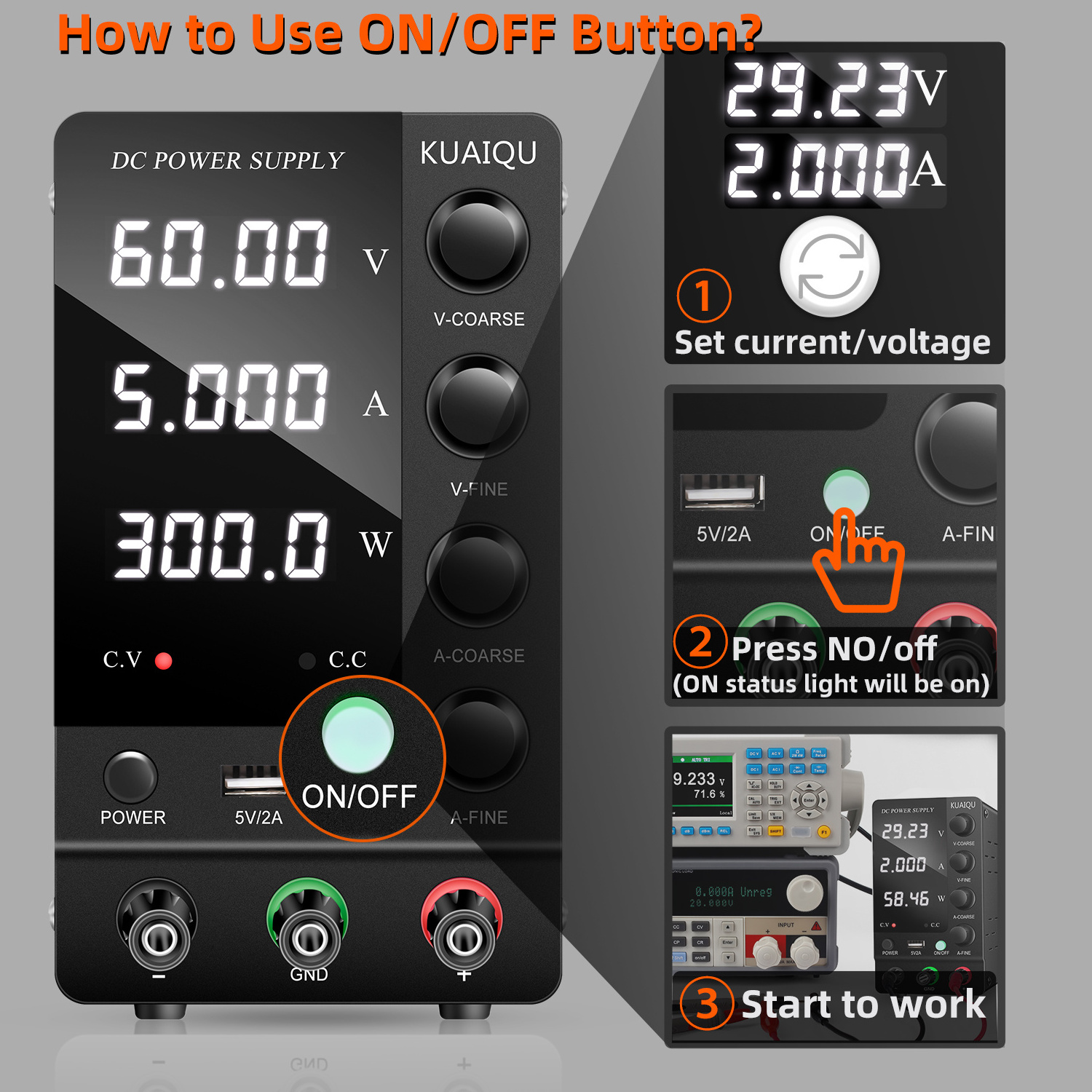 NICE-POWER 60V 5A 300W Desktop Regulated Power Supply Digital Adjustable DC Switching Power Supply SPS-C605 Battery Charger