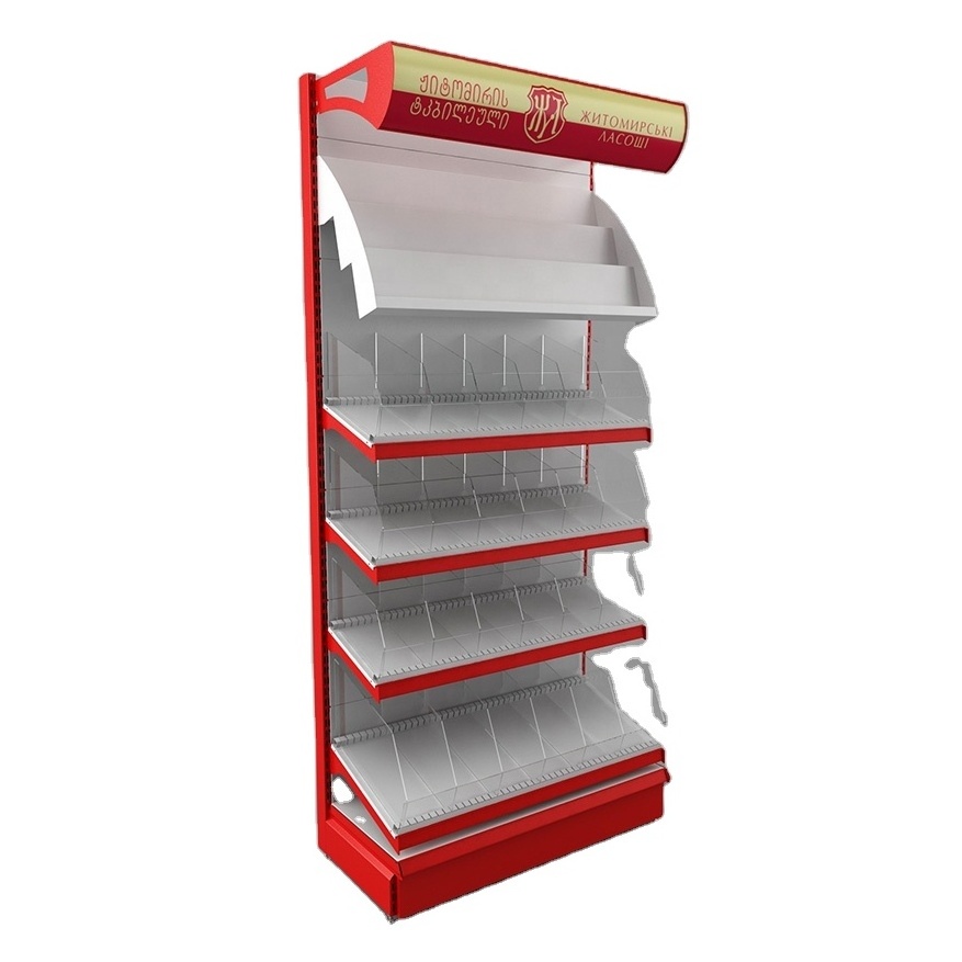 Metal Candy Display Rack with Acrylic Shelves Custom Supermarket Shelf