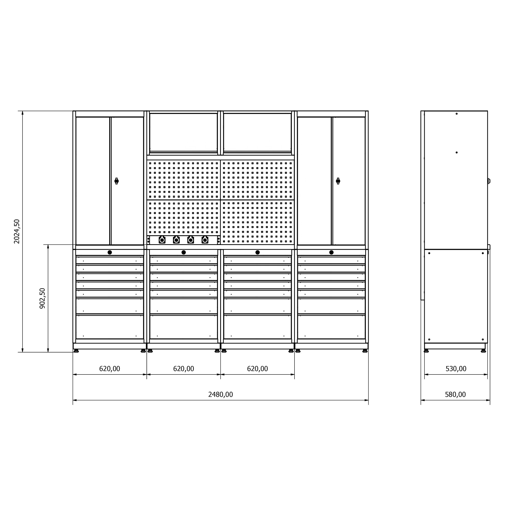 Modular Tool Cabinet System for Mechanic Garages 28 Drawers Workshop Storage Industrial Cabinet