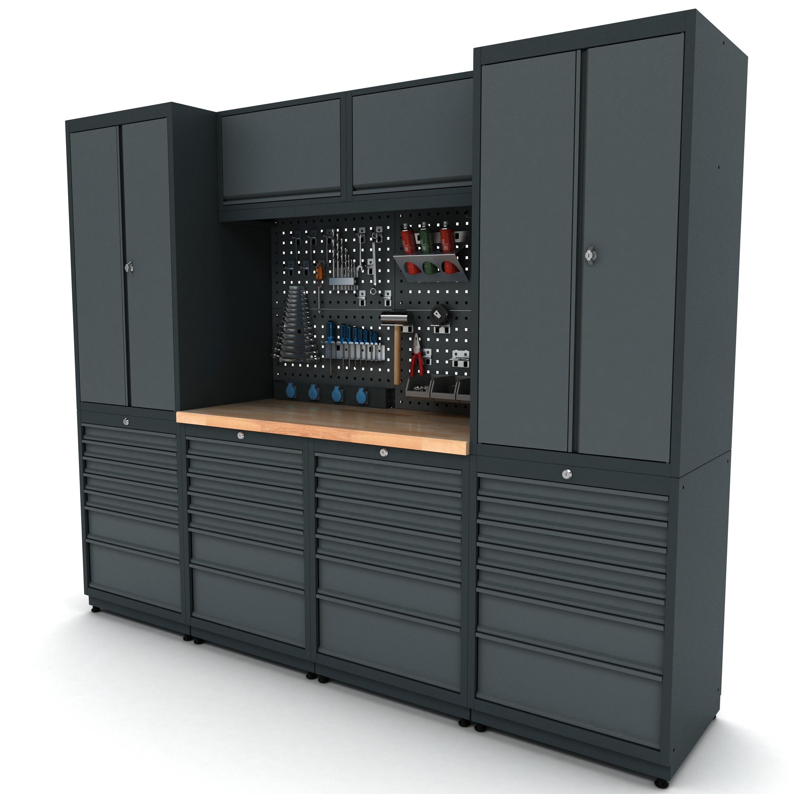 Modular Tool Cabinet System for Mechanic Garages 28 Drawers Workshop Storage Industrial Cabinet