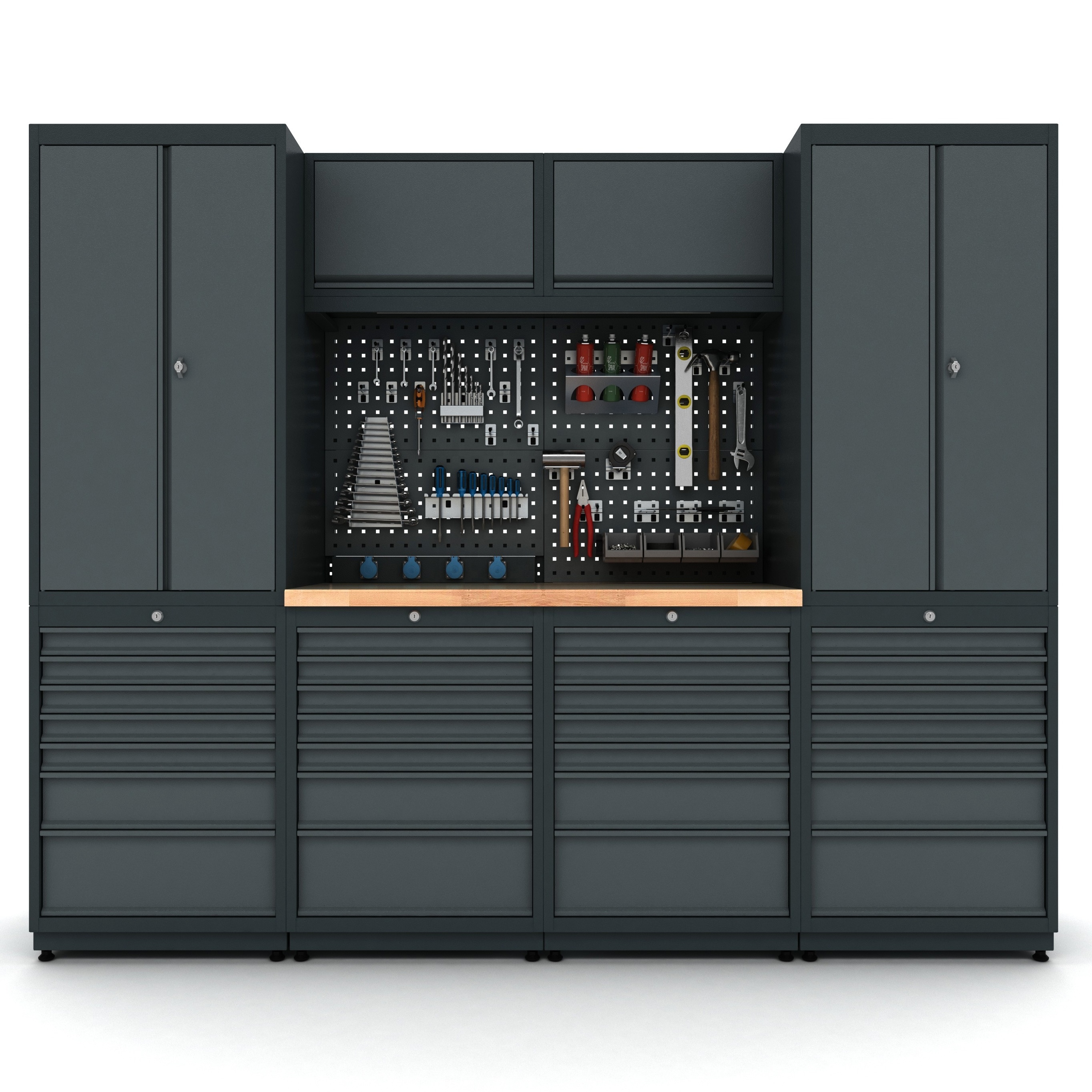 Modular Tool Cabinet System for Mechanic Garages 28 Drawers Workshop Storage Industrial Cabinet