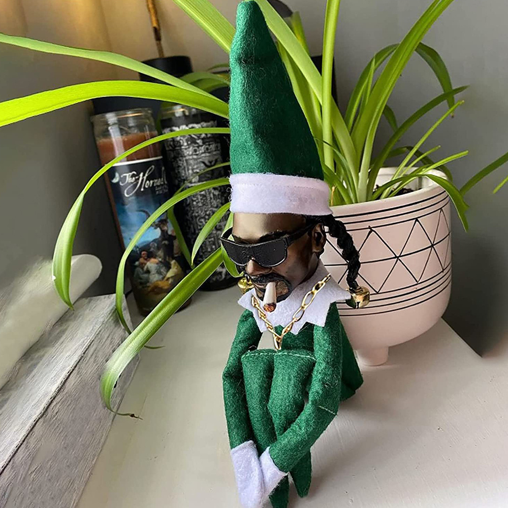 Christmas Elf Doll 10in/25.4cm Black Handmade Hip Hop Doll Gnomes Plush Toys for Home Garden Decoration Holiday