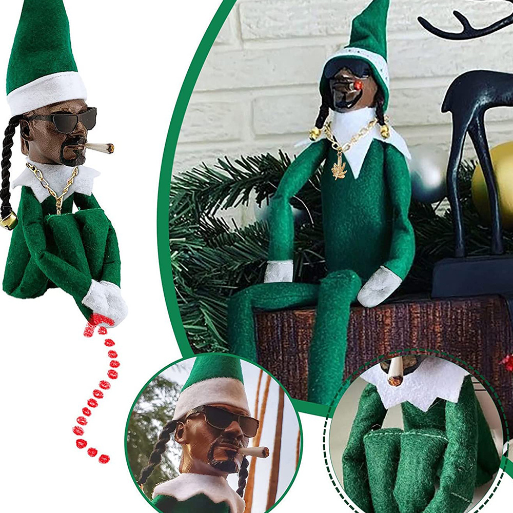 Christmas Elf Doll 10in/25.4cm Black Handmade Hip Hop Doll Gnomes Plush Toys for Home Garden Decoration Holiday