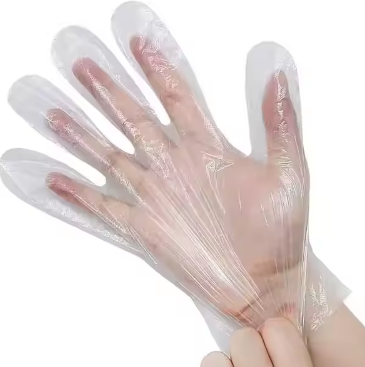 Food Grade Clear Transparent PE Plastic Mitten Ldpe Poly disposable polyethylene HDPE gloves, food grade TPE gloves