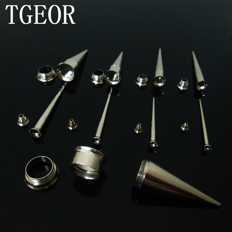 316L Surgical Steel 2 in 1 Ear Plug Taper Tunnel Gauges Set Ear Expander Stretching Screw Kit Ear Studs Piercing Body Jewelry