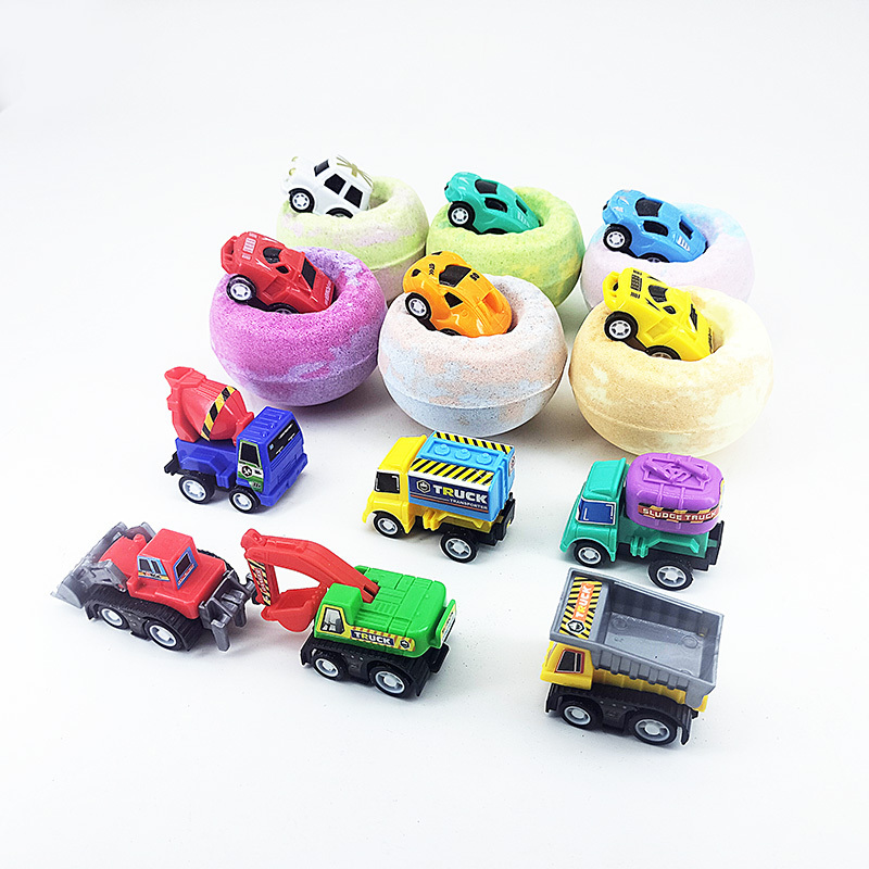 Bomei custom gift set bath fizzies bathbombs vegan kids surprise car toys inside organic bath bombs