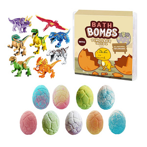 Wholesale Kids 9 Pack Dinosaur Bath Bombs Gift Set 150g Dinosaur Surprise Toys Inside Egg Shape Bath Fizzies Bombs