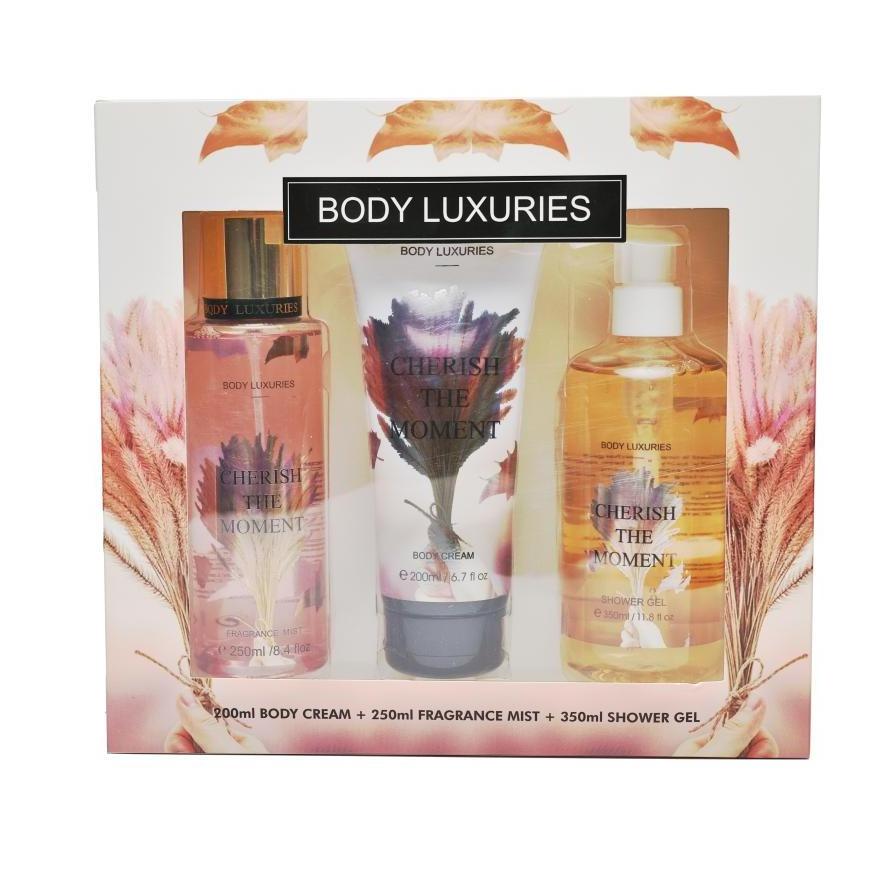 hot selling wholesale 250ml body splash 350ml shower gel and 200ml body lotion bath gift set Christmas day