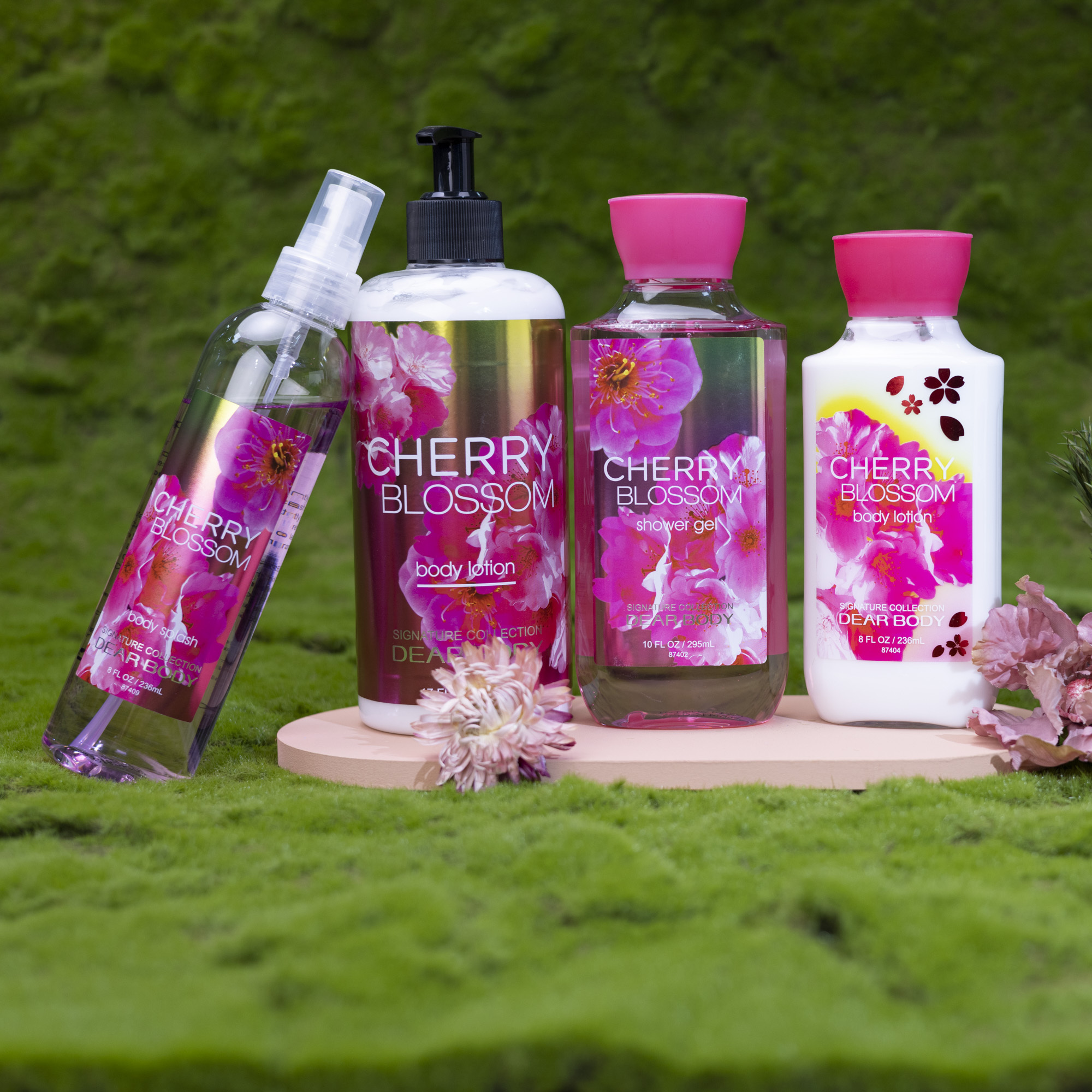 Christmas Cherry Blossom original 236ml fragrance mist perfumed bath set with china factory price