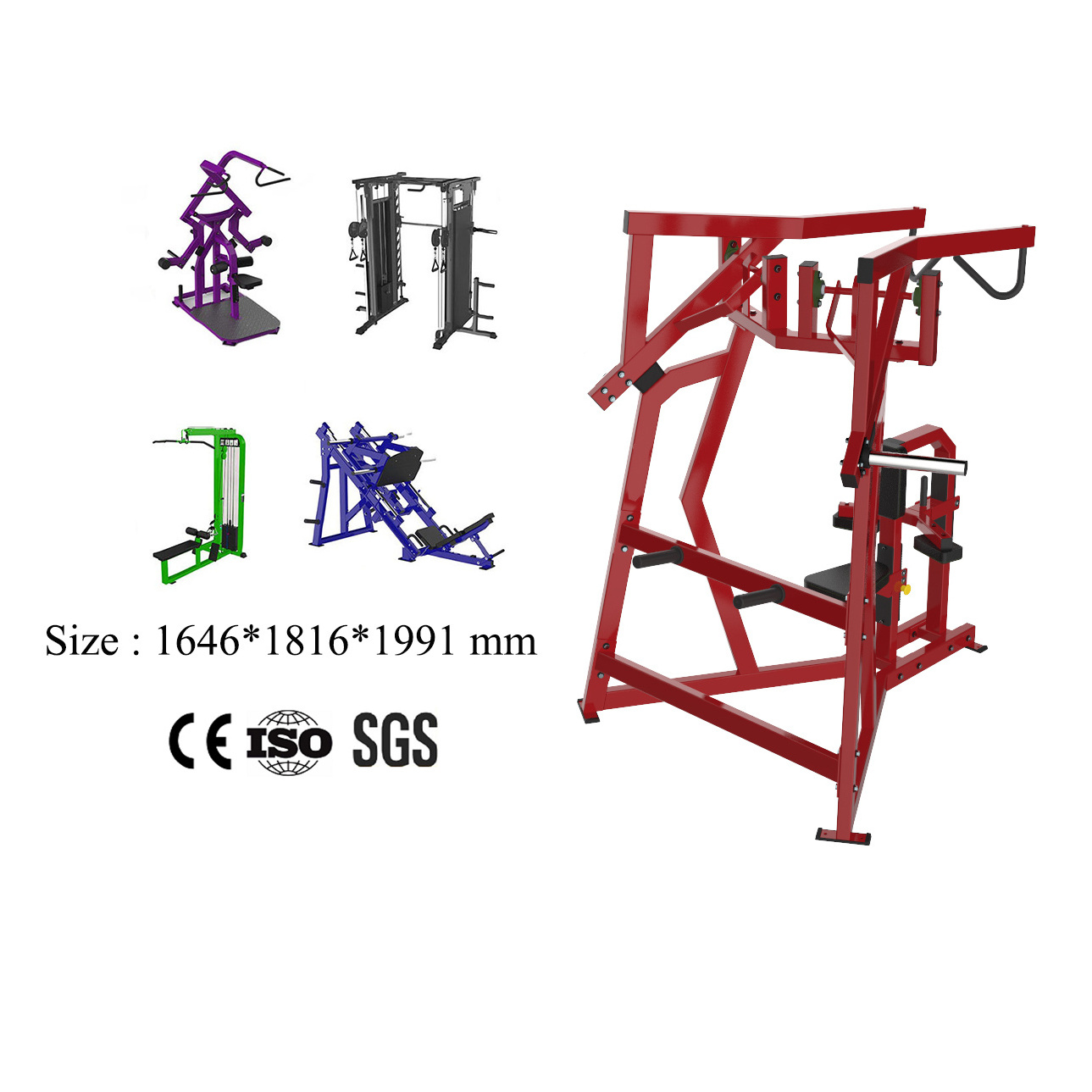 High Density CE Certificated Gym Machine Fitness Equipment Iso-Lateral High Row With Customization